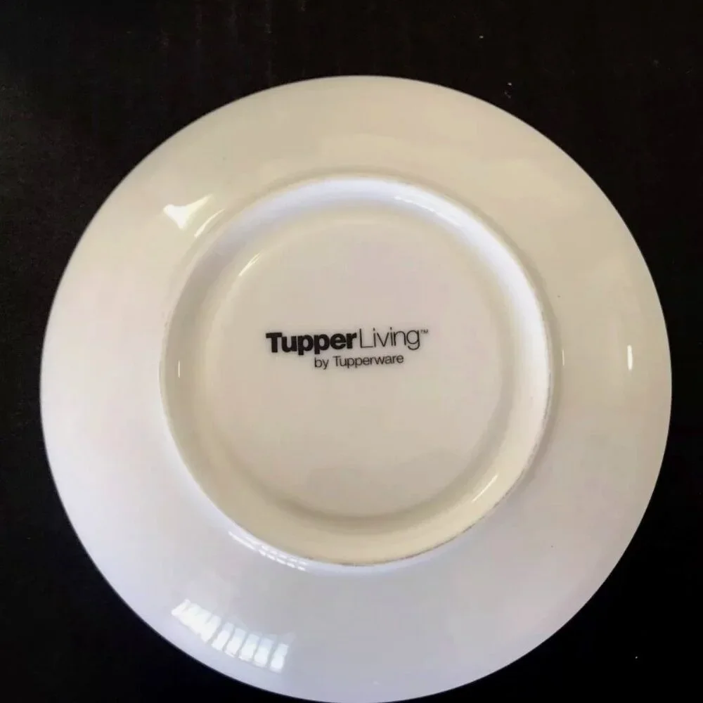 NIB White Fine China Teacup Cup Saucer Set TupperLiving by Tupperware New